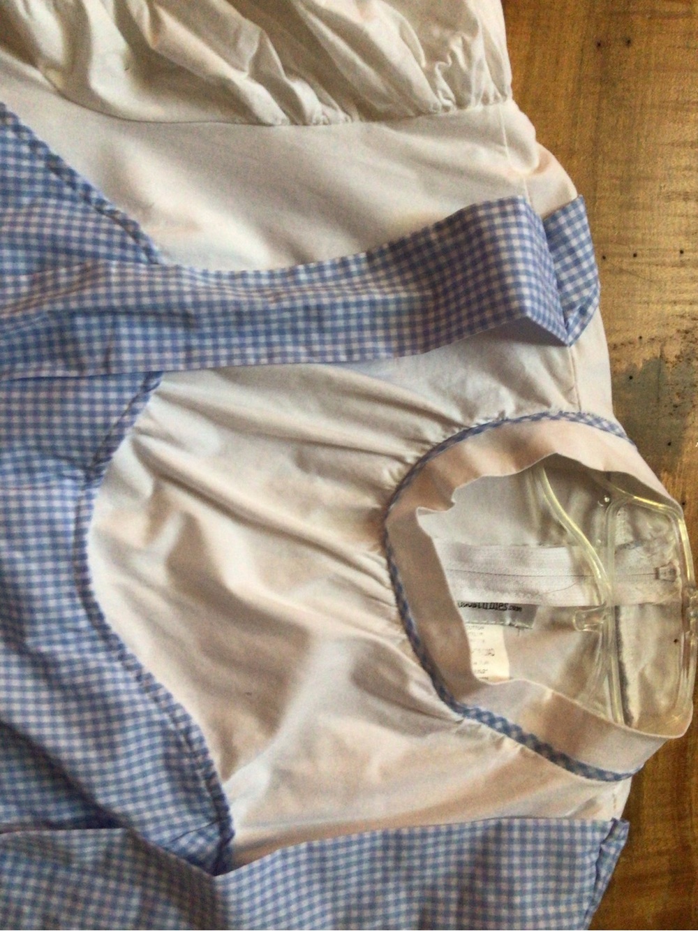 Light Blue Gingham Pinafore women’s Costume Dress - Picture 3 of 5
